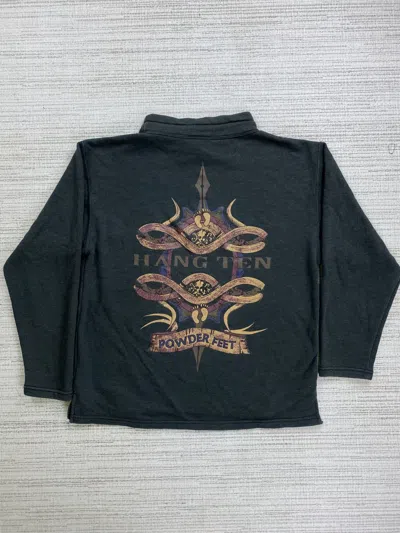 Pre-owned Hang Ten X Surf Style Vintage Hang Ten Power Feet Back Hit Sweatshirt In Grey