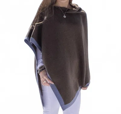 Hangai Mountain Textiles Rice Knit Yak Poncho In Cappuccino/slate Blue In Brown