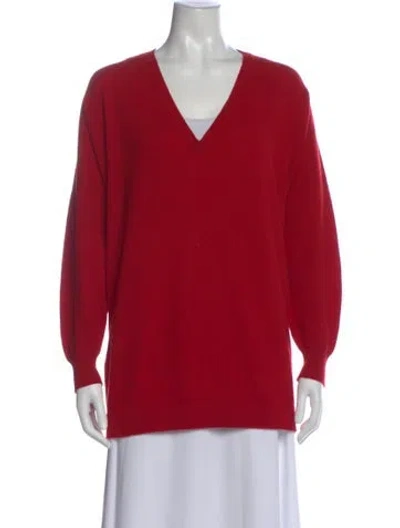 Pre-owned Hania By Anya Cole Cashmere V-neck Sweater In Red
