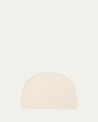 Hania New York Cashmere Honeycomb Crochet Hat In Lpc Snow White