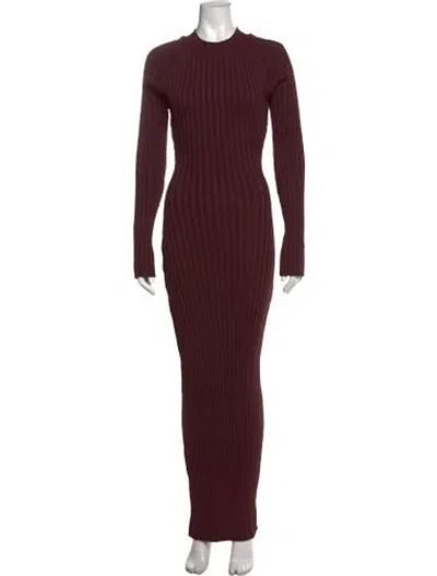Pre-owned Hanifa Mock Neck Long Dress In Burgundy