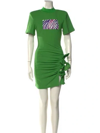 Pre-owned Hanifa Mock Neck Mini Dress In Green