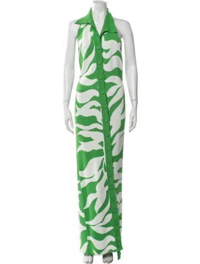 Pre-owned Hanifa Printed Long Dress In Green