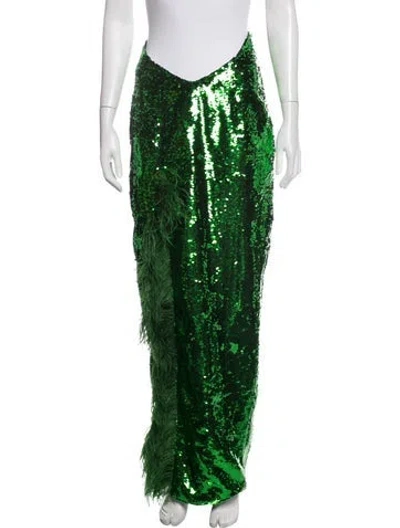 Pre-owned Hanifa Sequin Long Skirt In Green