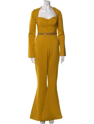 Pre-owned Hanifa Square Neckline Jumpsuit In Yellow