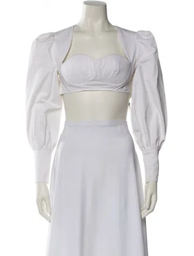 Pre-owned Hanifa Square Neckline Three-quarter Sleeve Crop Top In White