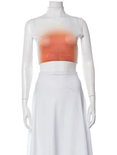 Pre-owned Hanifa Tie-dye Print Mock Neck Crop Top In White