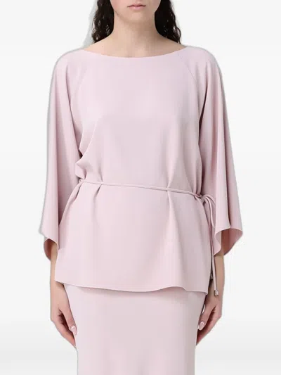 Hanita Belted Slit-sleeve Blouse In Blue
