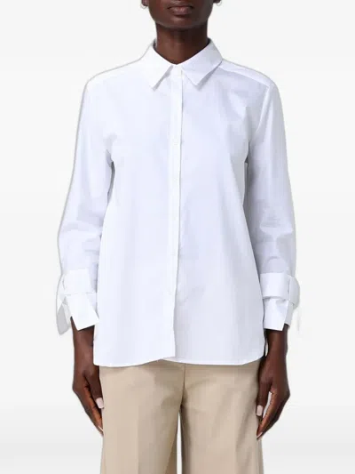 Hanita Bow-detail Long-sleeve Shirt In White