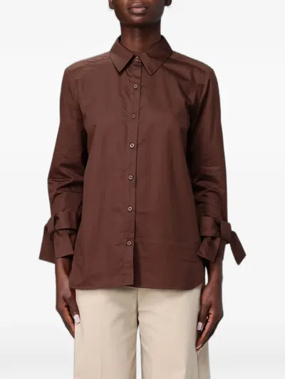 Hanita Bow-detail Shirt In Brown