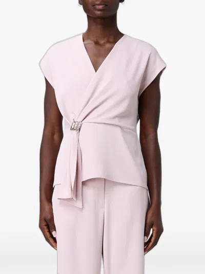 Hanita Buckle-detail Wrap-style Top In Black
