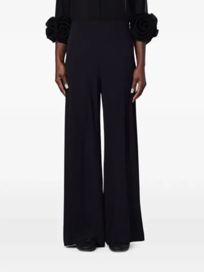 Hanita Crepe Wide-leg Trousers In Black