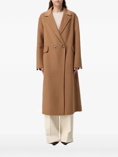 Hanita Double-breasted Coat In Brown