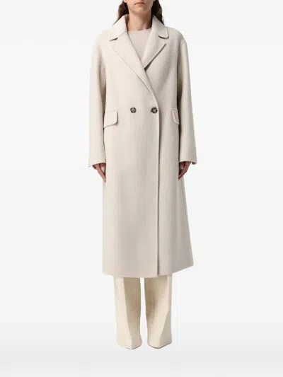 Hanita Double-breasted Coat In Neutral