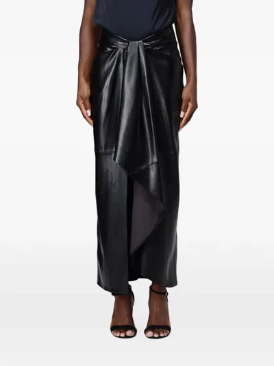 Hanita Draped Faux-leather Skirt In Black