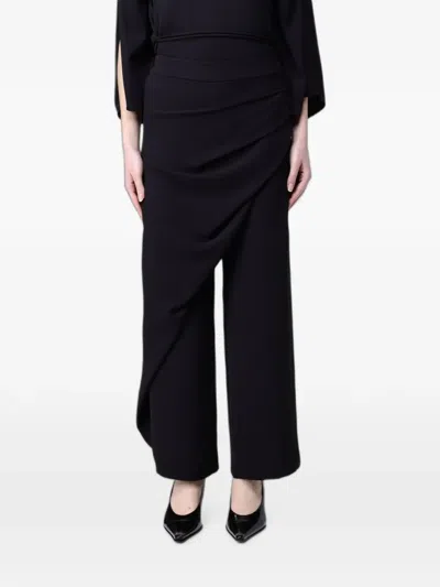 Hanita Draped-panel Pallazo Trousers In Black