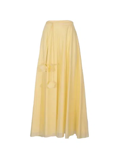 Hanita Floral-detail Chiffon Maxi Skirt In Yellow