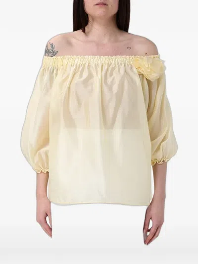 Hanita Floral-detail Off-the-shoulder Blouse In Yellow