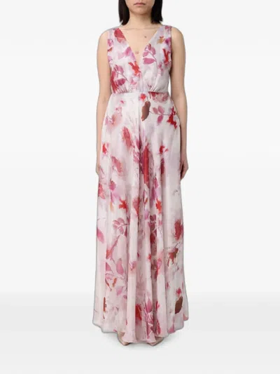 Hanita Floral-print V-neck Maxi Dress In Pink