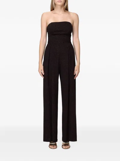 Hanita Glitter-effect Strapless Jumpsuit In Brown