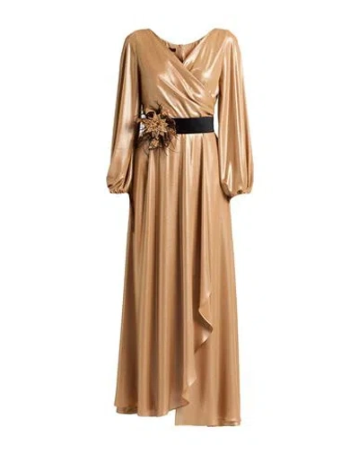 Hanita H Couture Woman Maxi Dress Camel Size L Polyester
