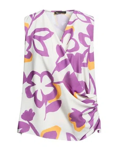 Hanita H Couture Woman Top Purple Size L Polyester, Elastane
