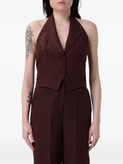 Hanita Halterneck Notched-lapel Waistcoat In Red