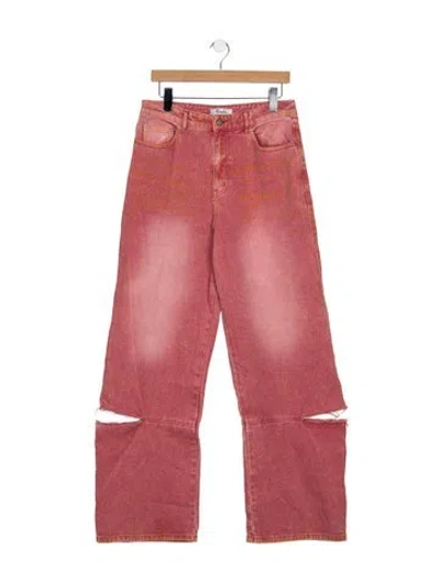 Pre-owned Hanita High-rise Straight Leg Jeans In Pink