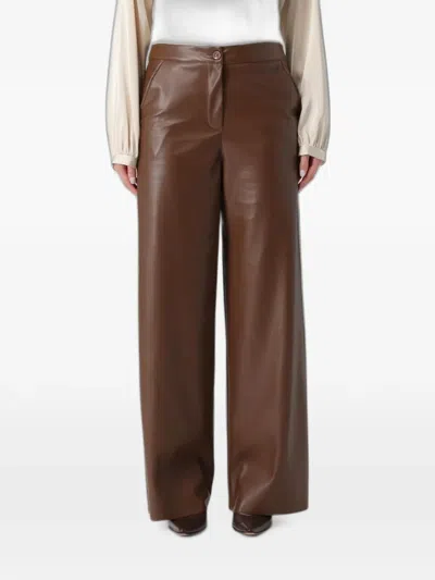 Hanita High-shine Pants In Brown