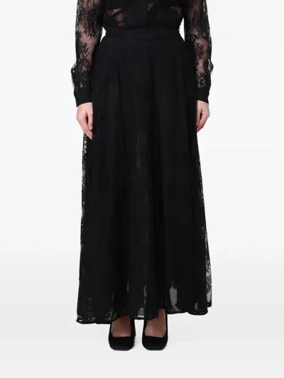 Hanita Lace-overlay A-line Maxi Skirt In Black