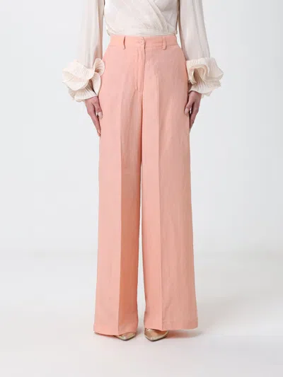 Hanita Linen Blend Palazzo Trousers In Pink