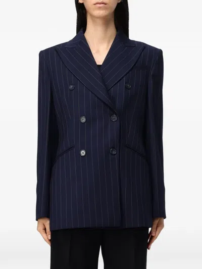 Hanita Pinstripe Double-breasted Blazer In Black