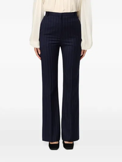 Hanita Pinstripe-pattern Flared Trousers In Blue