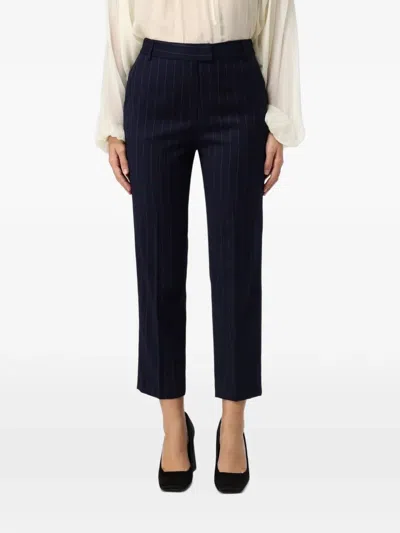 Hanita Pinstripe-pattern Trousers In Blue