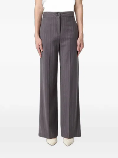 Hanita Pinstripe-pattern Trousers In Black