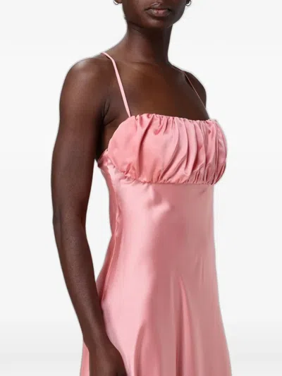 Hanita Ruched-bodice Satin Maxi Dress In Pink