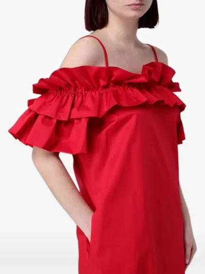 Hanita Ruffled Off-shoulder Dress In Red