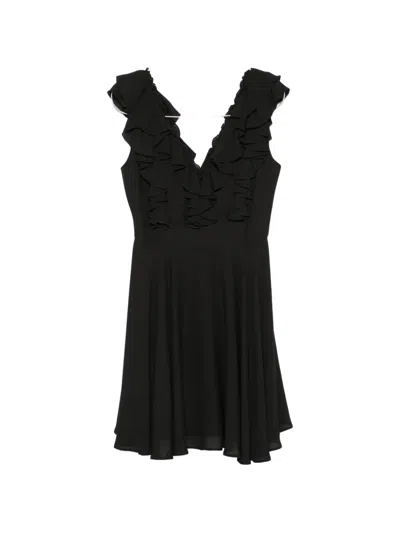Hanita Ruffled V-neck Dress In Black