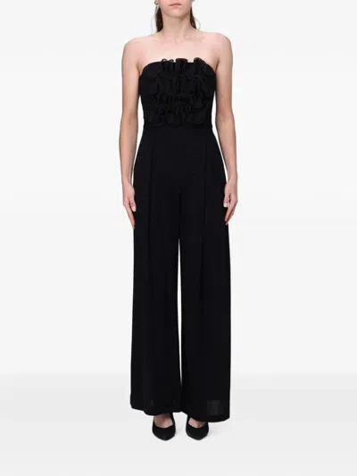 Hanita Ruffle-trimmed Glitter-effect Jumpsuit In Black