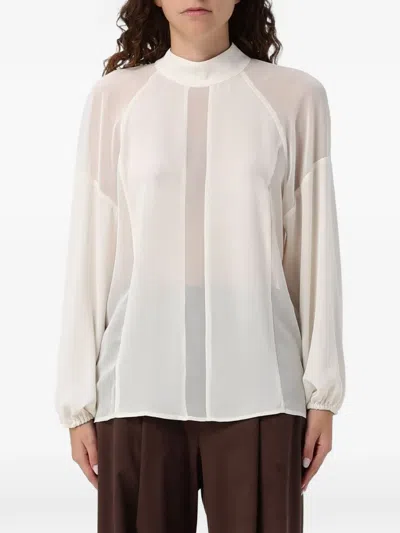 Hanita Sheer-panelled Blouse In Brown