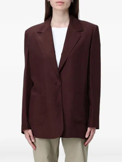 Hanita Single-breasted Patch-pocket Blazer In Brown
