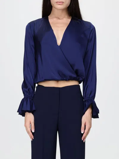 Hanita Ruffled-cuff Wrap Blouse In Blue