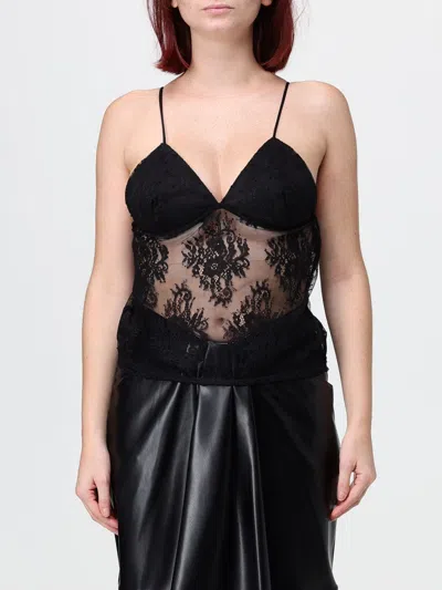 Hanita Lace-panelled Spaghetti-strap Top In Black