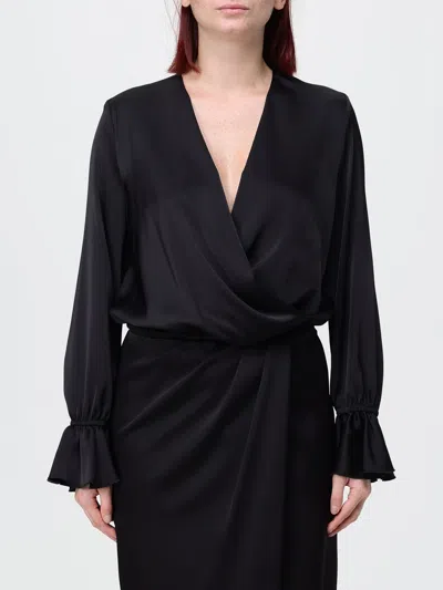 Hanita Wrap-style Ruffled-cuff Blouse In Black