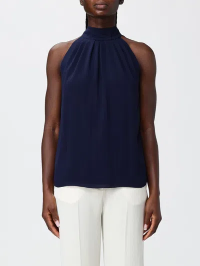 Hanita Pleated Halterneck Blouse In Blue
