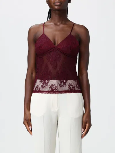 Hanita Lace-overlay Camisole Top In Burgundy