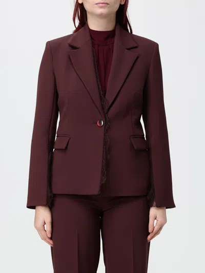 Hanita Lace-trim Single-breasted Blazer In Red