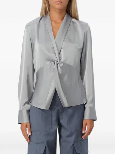 Hanita Twist-detail Crepe Blouse In Gray