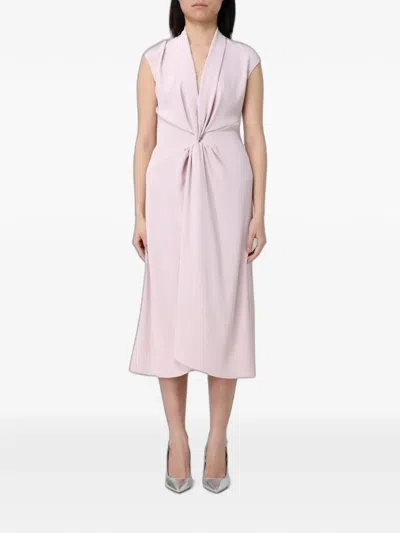 Hanita Twisted-waist Midi Dress In Pink