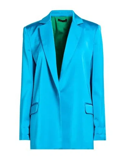 Hanita Woman Blazer Azure Size 6 Polyester, Elastane In Blue